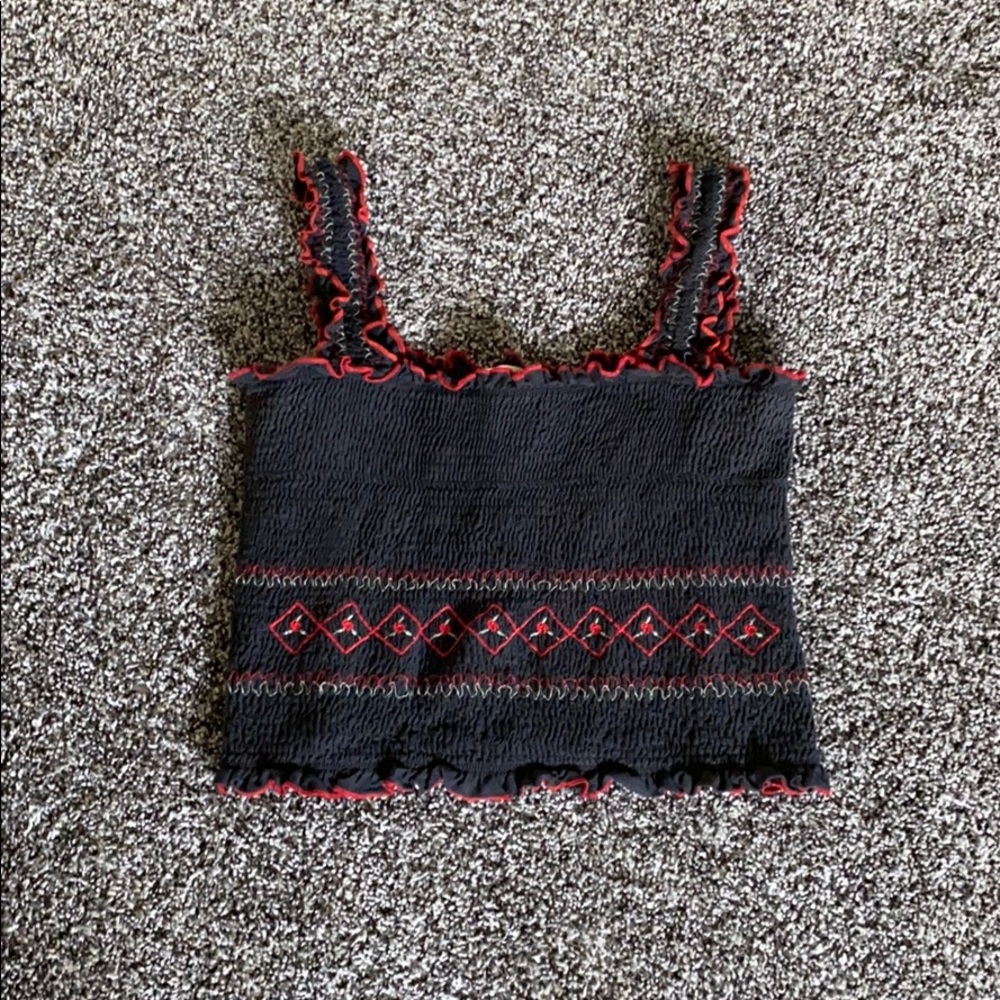 Miss Selfridge black pattern crop top